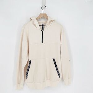 Adidas Postgame Lite Waffle Pullover Hoodie Sweatshirt in Ivory 1/4 Zip Men's L